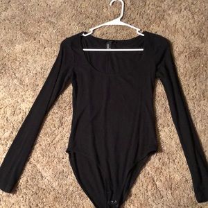 Black long sleeve ribbed bodysuit